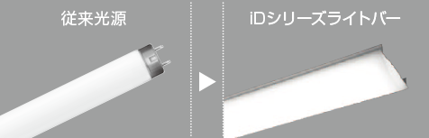 従来蛍光灯とライトバーの画像